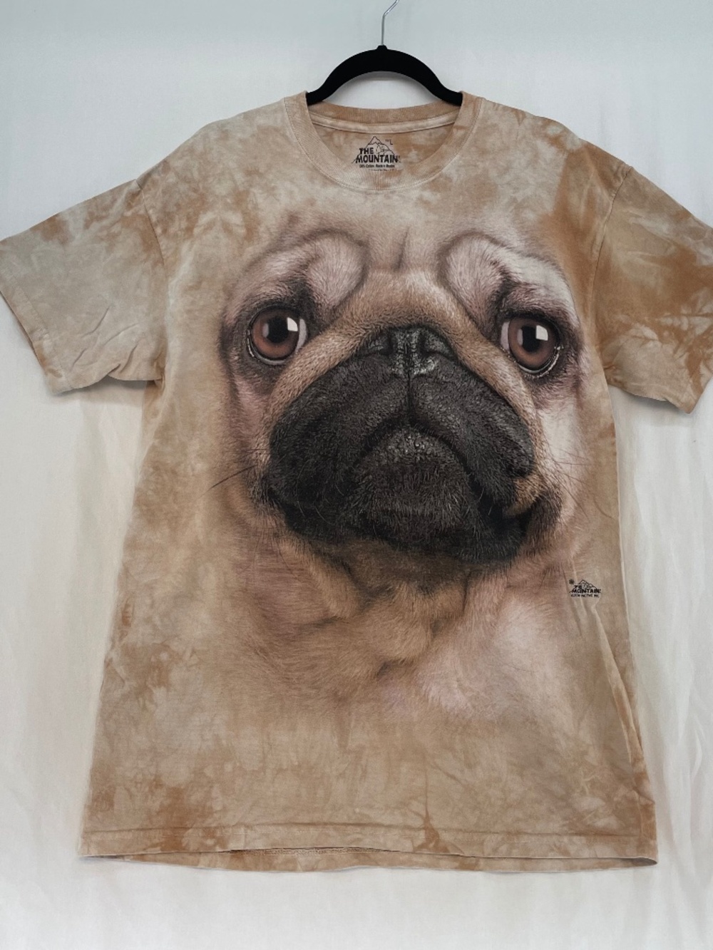 The Mountain Pug Full Face Graphic T-Shirt Brown Men’s Unisex Size Large